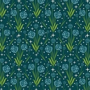 Sweet Teal Allium Dreams on Dark Teal Background: Extra Small