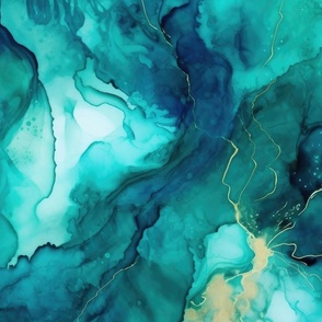 Teal Abstract Water – Alcohol Inks Seamless Pattern