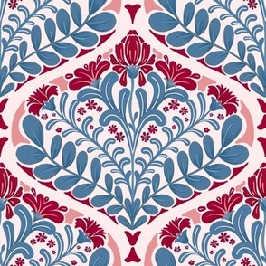 Marra Floral Ogee in Red, Blue, and Pink