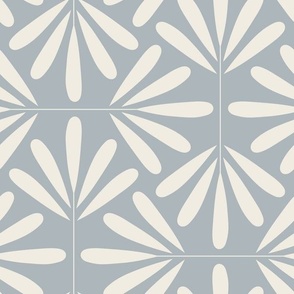 Geofloral | Creamy White, French Gray Blue 02 | Art Deco Floral