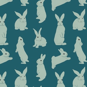 Happy Rabbits - Turquoise and Teal