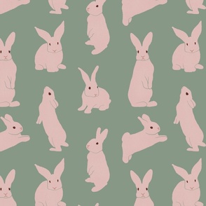 Happy Rabbits - Blush and Green