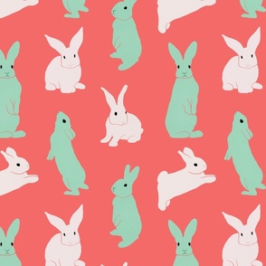 Happy Rabbits - Pastel Pink and Peppermint