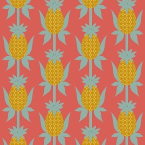 Pineapple Damask - Raspberry Blush

