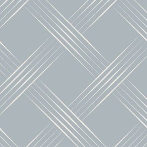 thin lined lattice _ creamy white_ french gray blue _ geometic weave