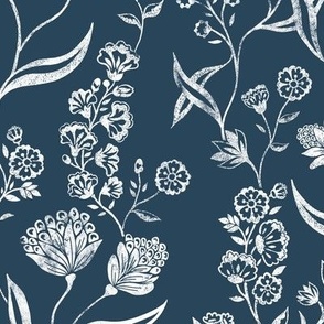 Ingrid Vintage Inspired  floral Atlantic Blue Large