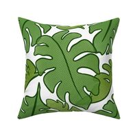 Green monstera leaves dotted print pattern - large