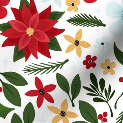 Large | Christmas Floral on White