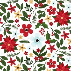 Small | Christmas Floral on White