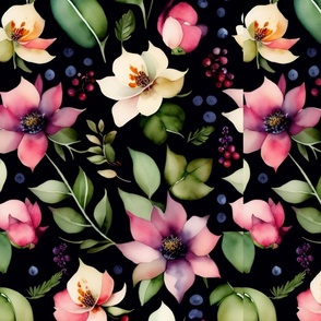 watercolor seamless pattern of beautiful flowers