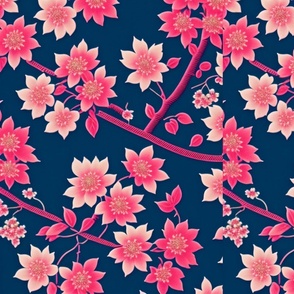 $#@vintage ornate cherry blossom and foliage wallpape $#@