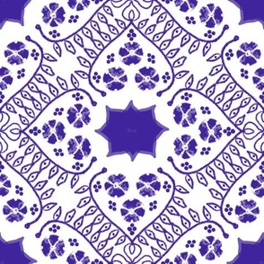 Purple floral Indian pattern in block print style