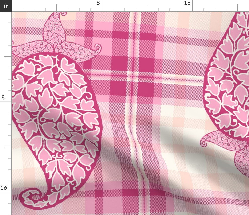 Textured Paisley ,Pink Plaids large