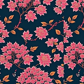 @@@vintage ornate cherry blossom and foliage wallpaper@@@