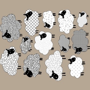 patterned dreamy sheep tea towel / wall hanging - neutral beige - nude