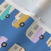 Retro RV Seamless Pattern Blue Campers