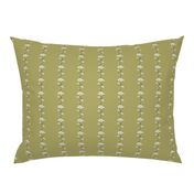 Small | Delicate Ammi Flower Stripe Pattern with White Olive Green Striped Flowers on Earthy Apple Green in Cottage Chic Country Farmhouse Style for Cluttercore Home Decor, Romantic Upholstery, British Country Home Kitchen Wallpaper & Coastal Vibe