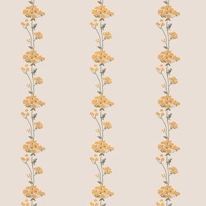 Small | Delicate Ammi Flower Stripe Pattern with Sun Yellow Olive Green Striped Flowers on Earthy Off-White in Cottage Chic Country Farmhouse Style for Cluttercore Home Decor, Romantic Upholstery, British Country Home Kitchen Wallpaper & Coastal Vibe