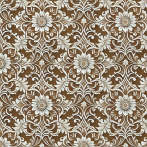 off white flowers and vines on brown