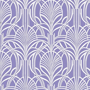 Art Deco White Fan Pattern on Lavender