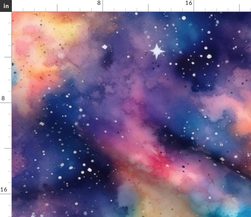Bright Watercolor Sky with Stars – Large Scale Watercolor Galaxy Sky