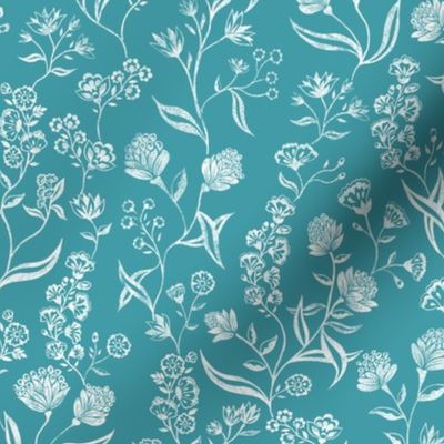 Ingrid Vintage Inspired  floral  Caribbean turquoise medium 