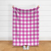 Pink gingham pattern with "snow screen" stripes - large