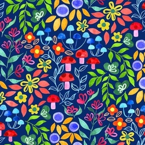 Maximalist Forager Forest Floor - on Navy - Medium Scale