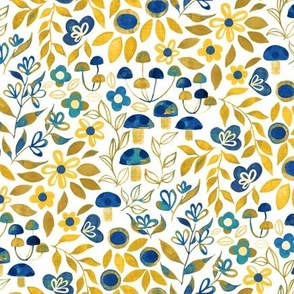 Maximalist Forager Forest Floor - Yellow, Navy - Medium Scale 