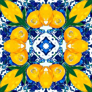 Blue tiles,Sicilian,majolica,lemon 