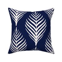 Linen Palm Frond - Cream on Navy - 24 inch repeat