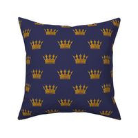 Small 2 Inch Gold Crowns on Royal Blue 