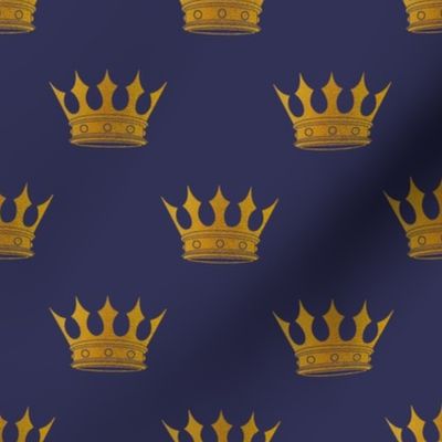 Small 2 Inch Gold Crowns on Royal Blue 