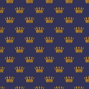 Small 2 Inch Gold Crowns on Royal Blue 
