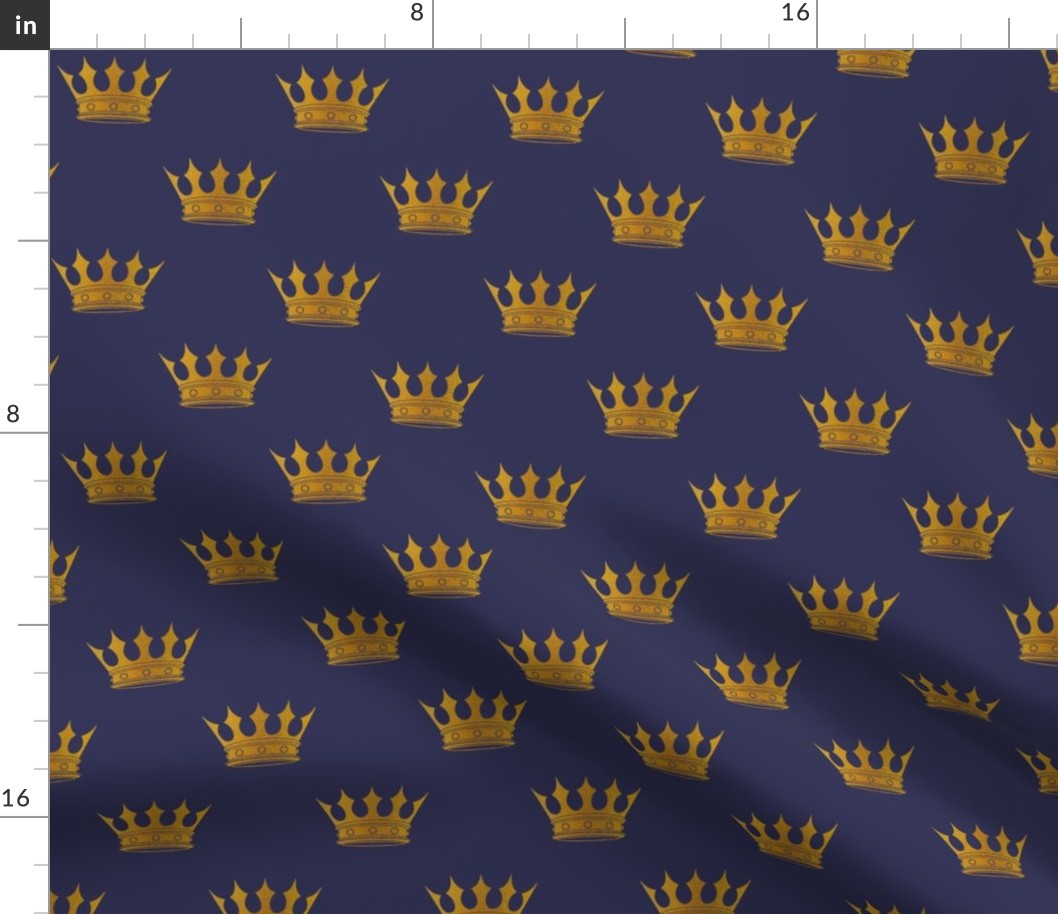 Small 2 Inch Gold Crowns on Royal Blue 