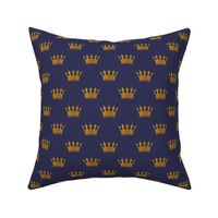 Small 1.5 Inch Gold Crowns on Royal Blue 