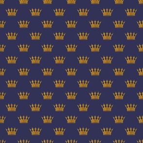Small 1.5 Inch Gold Crowns on Royal Blue 