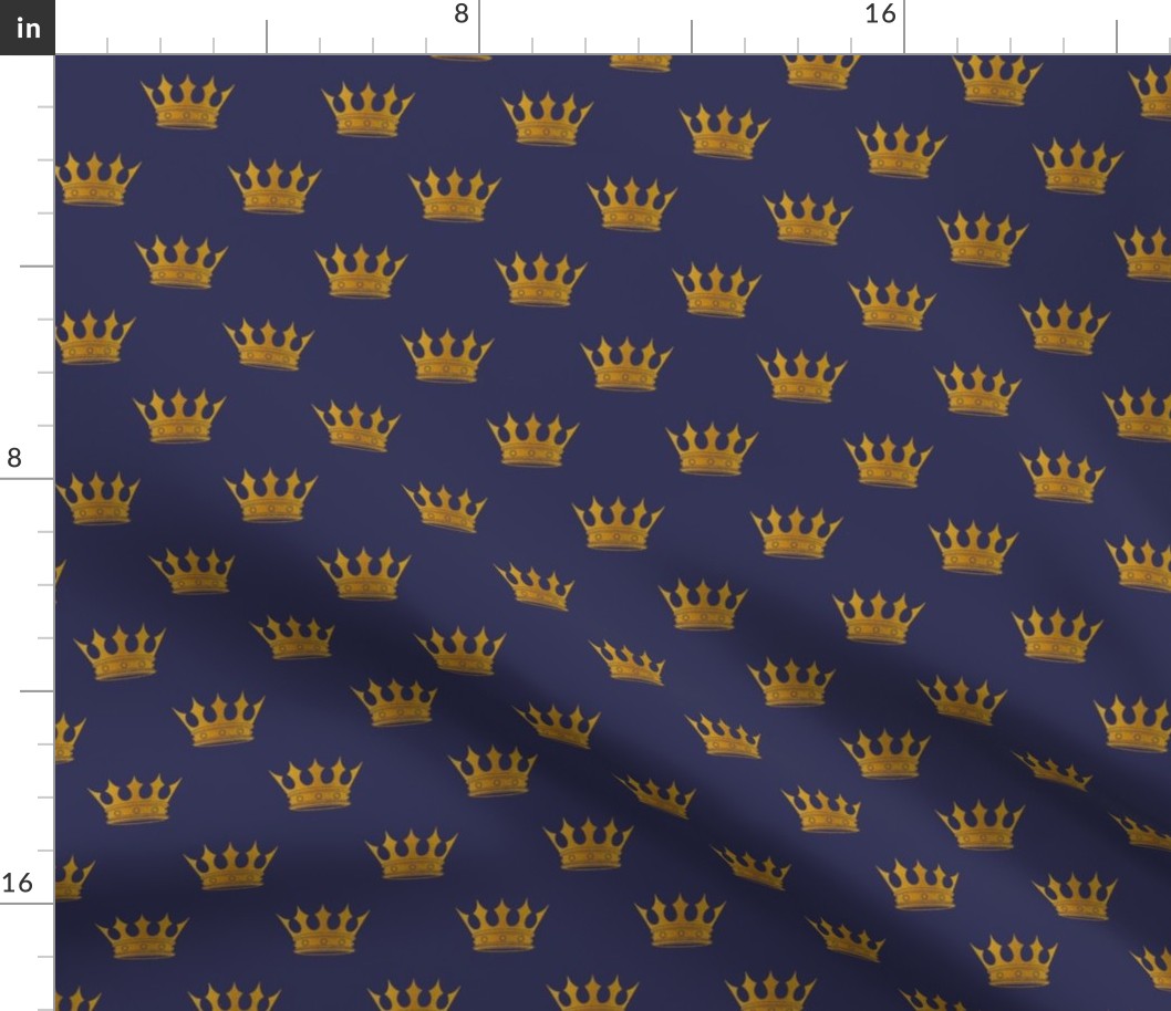 Small 1.5 Inch Gold Crowns on Royal Blue 