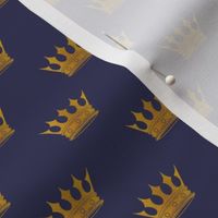 Small 1 Inch Gold Crowns on Royal Blue 