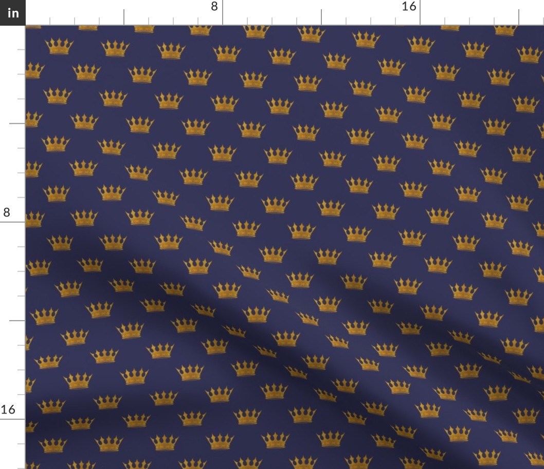 Small 1 Inch Gold Crowns on Royal Blue 