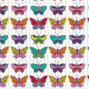 Rainbow Butterflies and stripes - Medium