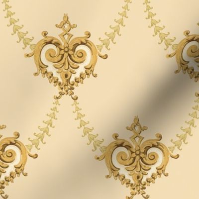 lattice of ornate hearts connected by swags