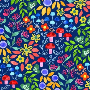 Maximalist Forager Forest Floor - on Navy - Large Scale