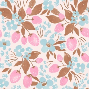 Strawberry blooms floral in terracotta pink