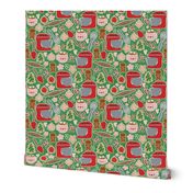 medium 12x12in holiday baking - green linen