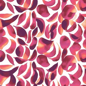 Abstract Watercolor Leaves and Petals in Peachy Pinks