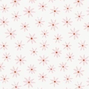 Ditsy Daisies - Piglet Pink on Off White