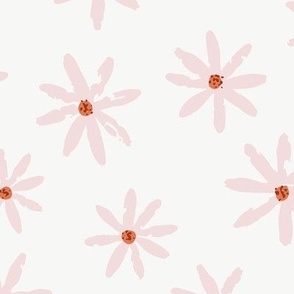 Jumbo Daisies - Piglet Pink on Off White