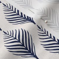 Linen Palm Frond - Navy on Cream - 6 inch repeat