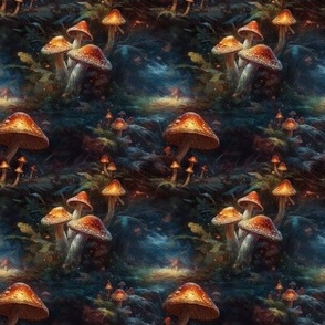 Magical Mushrooms in a Forest